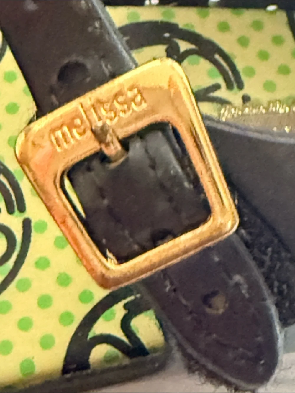 Mini Melissa Black Mary Jane Jelly Shoes with Lime Accent